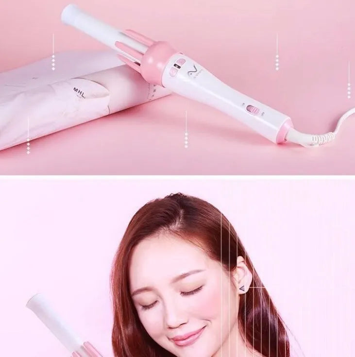 Rotating curling iron with tourmaline ceramic barrel 21mm-30mm for wet and dry hair styling