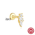 S925 sterling silver geometric kite-shaped earrings with rhinestones and a chain tassel in a gold colour.