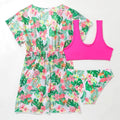 Girls' floral pattern two-piece swimsuit with high elasticity polyester fabric for swimming
