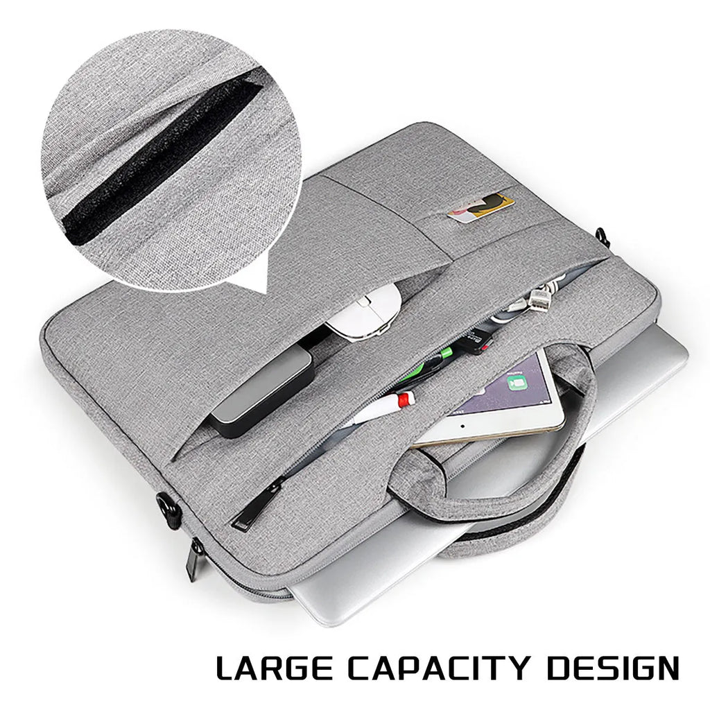 Water-repellent laptop bag with shoulder strap, available in multiple sizes and colours