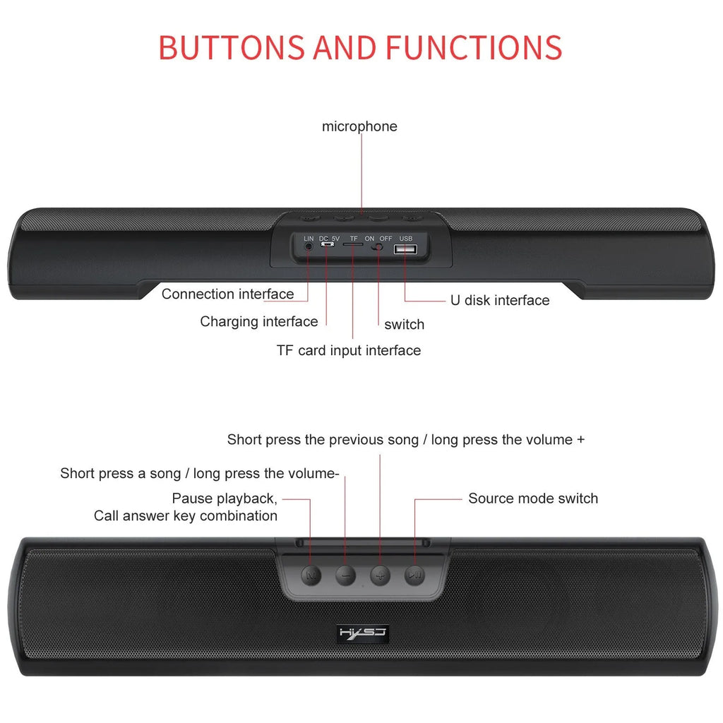 Black home Bluetooth wall-mounted wireless speaker with 2×10W dual horn on a desk
