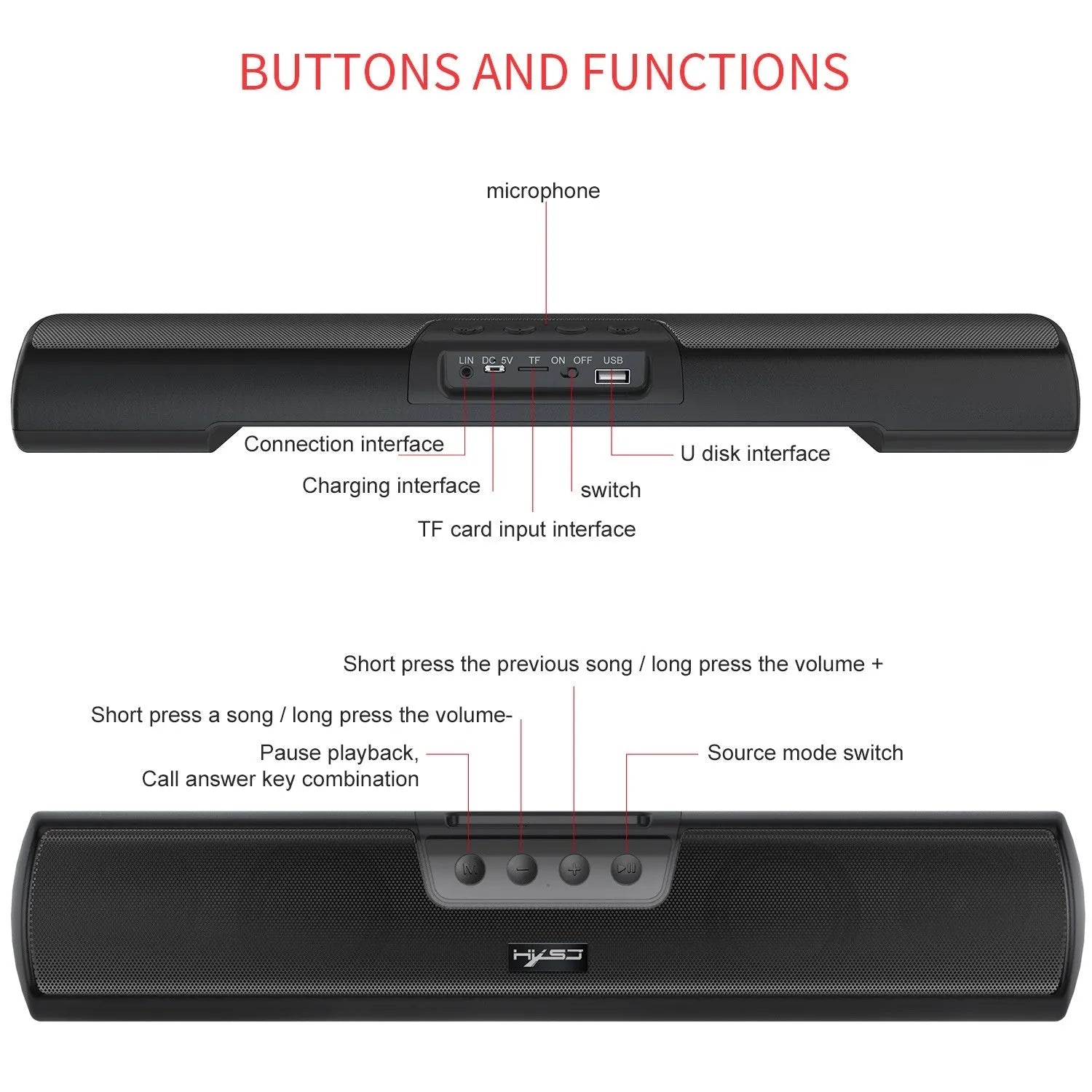 Black home Bluetooth wall-mounted wireless speaker with 2×10W dual horn on a desk