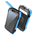 Portable solar power bank 33500mAh waterproof outdoor emergency LED plastic shell 178x90x30mm black blue orange