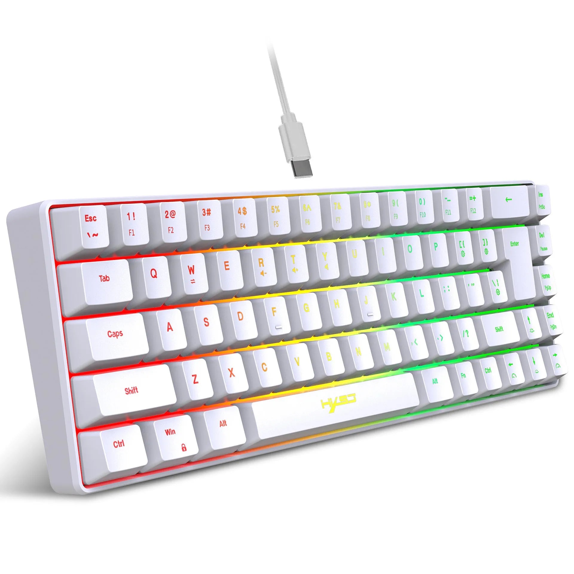 Mechanical feeling membrane gaming keyboard 68 keys wired ABS black compact 31cm