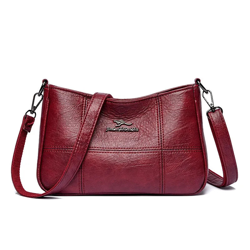 Sheepskin cross stitching small square crossbody bag for women in black, blue, wine red, yellow