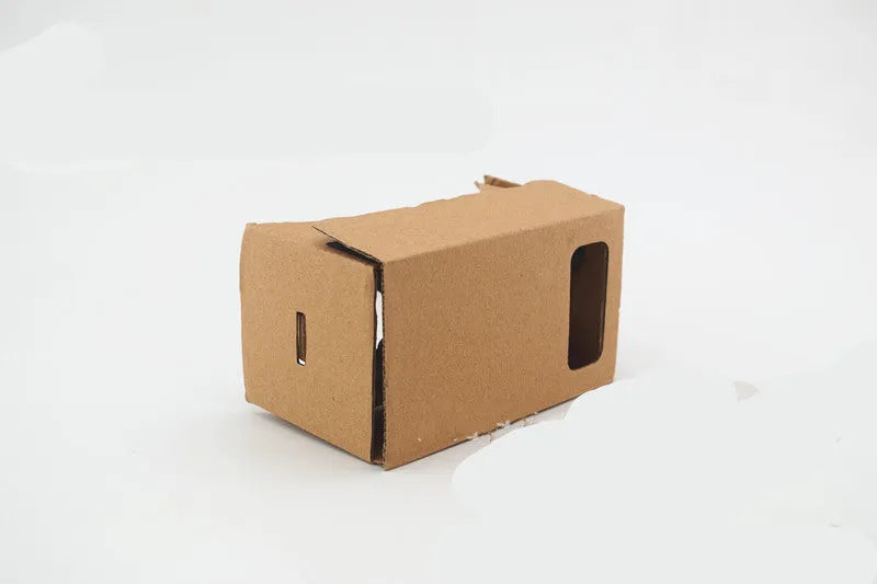 Pink and white cardboard VR glasses for smartphones with adjustable rubber band head strap