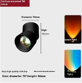 Open-mounted non-falling spotlight wall light in white aluminium with sunset light colour temperature