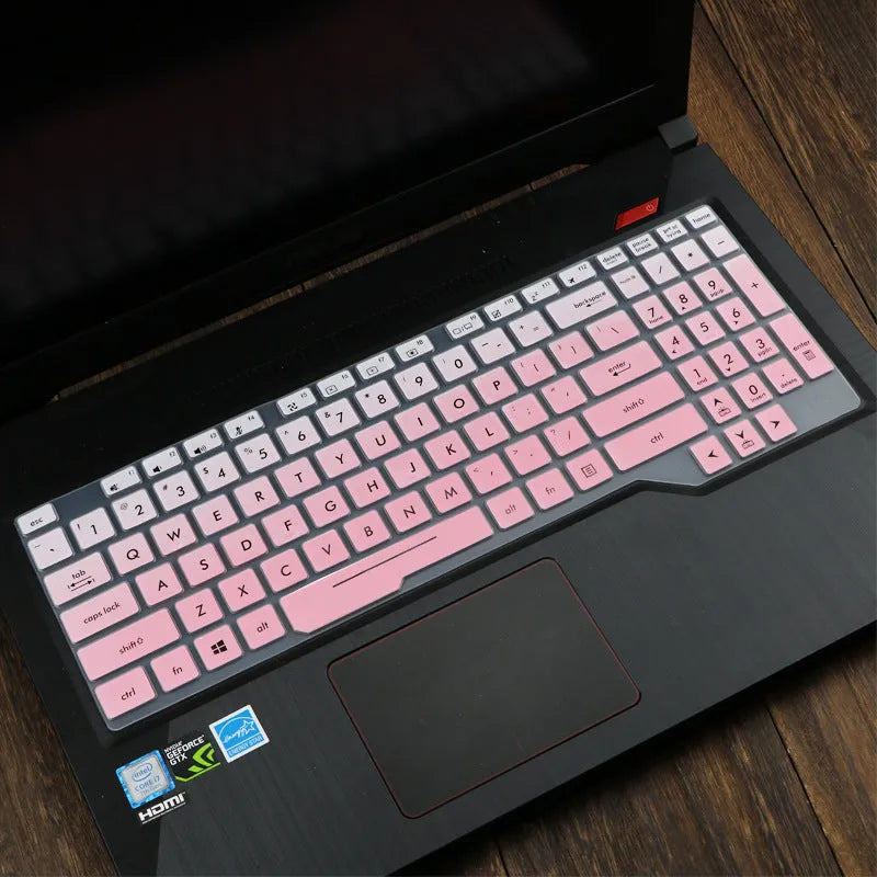 ASUS Flight laptop keyboard protective film cover in various colour options including blue, mint, and gradient patterns.