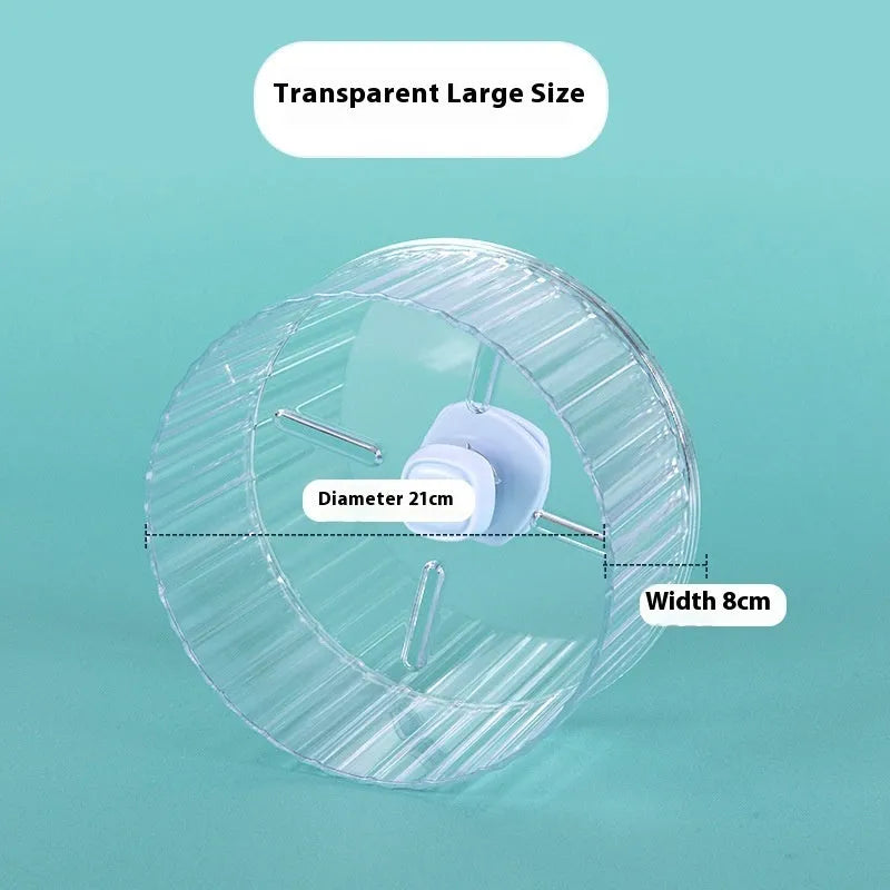 Plastic bird running wheel toy in transparent colour showing 21cm diameter size