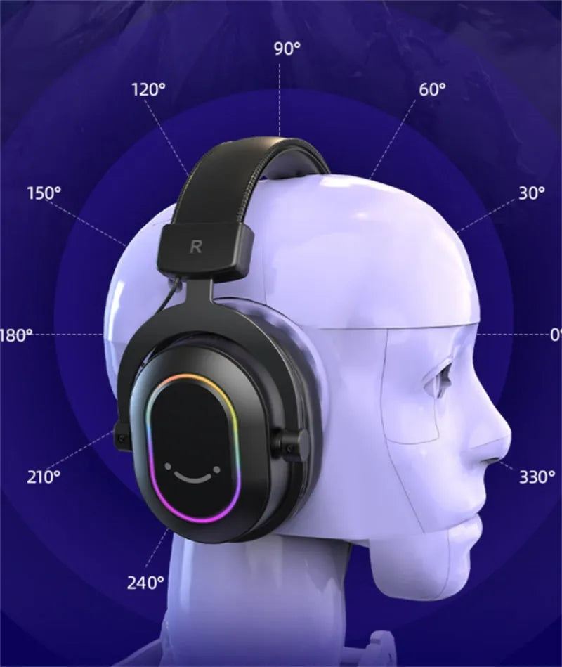 Xuanjing Player H6 Black wired gaming headset with 50MM driver and USB connection on a desk