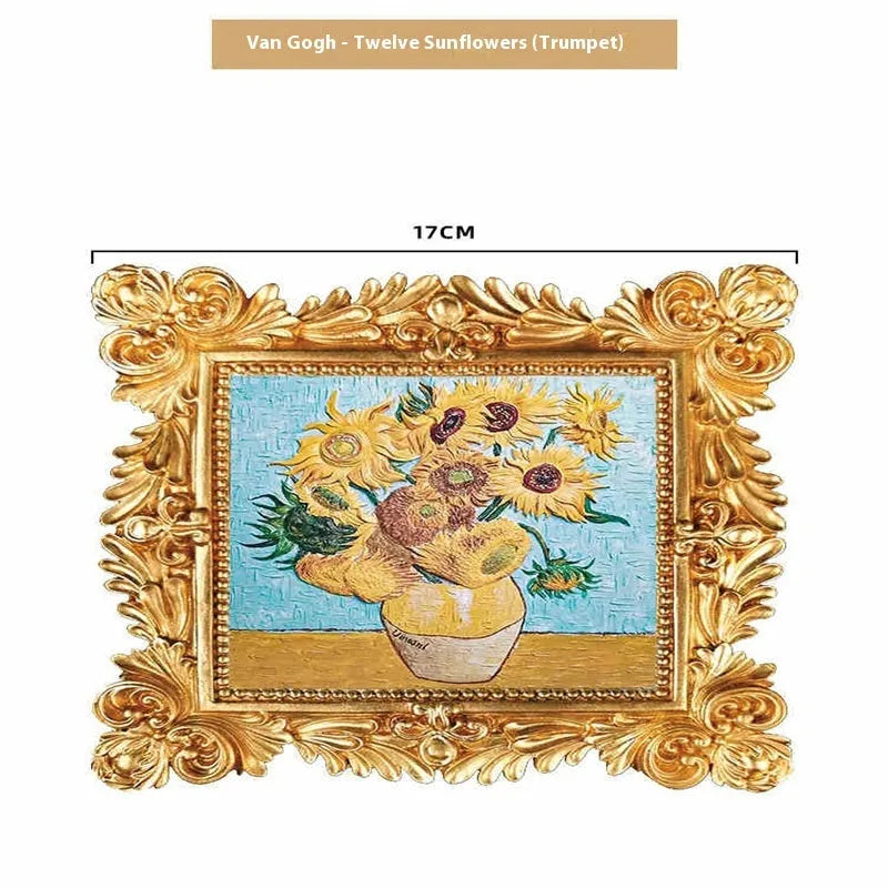 DIY paint by numbers kit showing Van Gogh's Starry Night canvas with acrylic paints and brushes