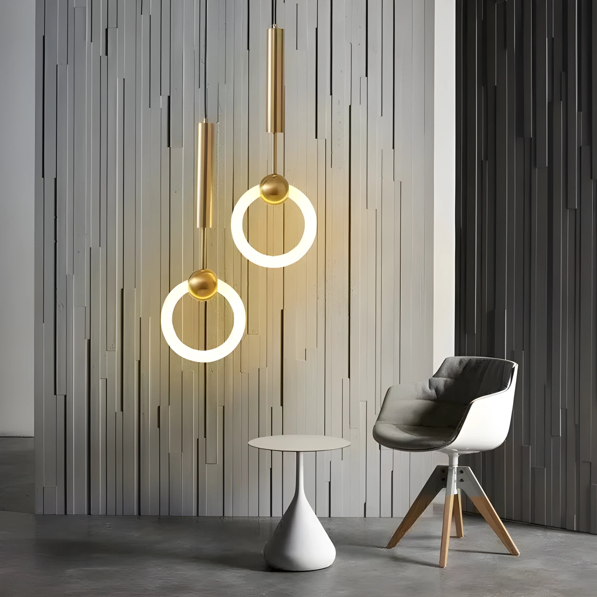 Nordic minimalist U-shaped bedside chandelier with compact 20cm diameter and tri-colour dimming