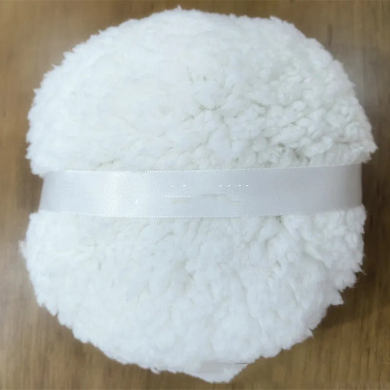 Oversized rectangular plush powder puff in pink, white, and skin colour options measuring 150mm by 75mm