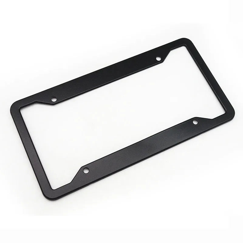 Aluminium alloy license plate frame in black, light grey, sandblasted silver or stainless steel finish