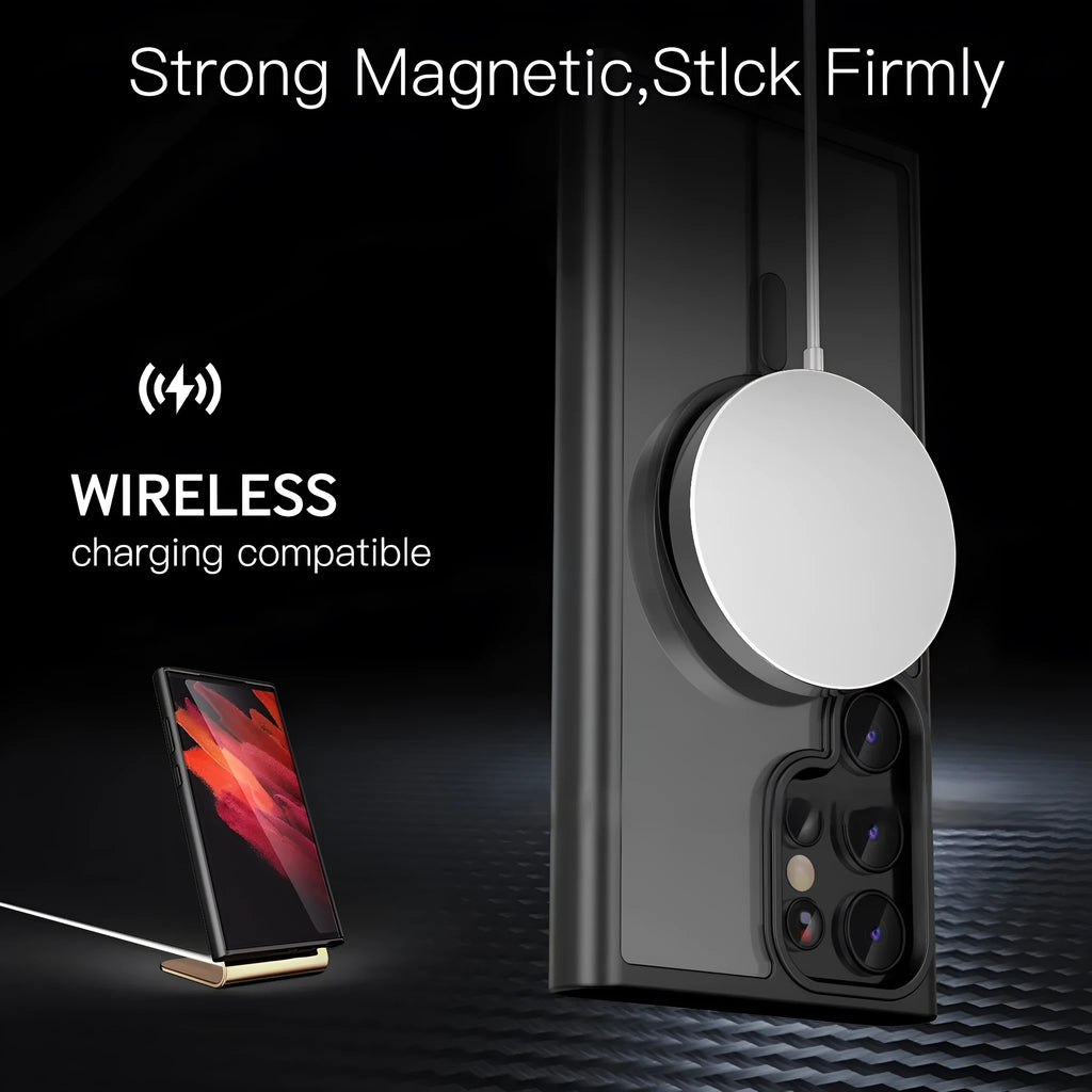 Samsung TPU phone case magnetic skin-absorbing matte protective cover in black for Galaxy S23