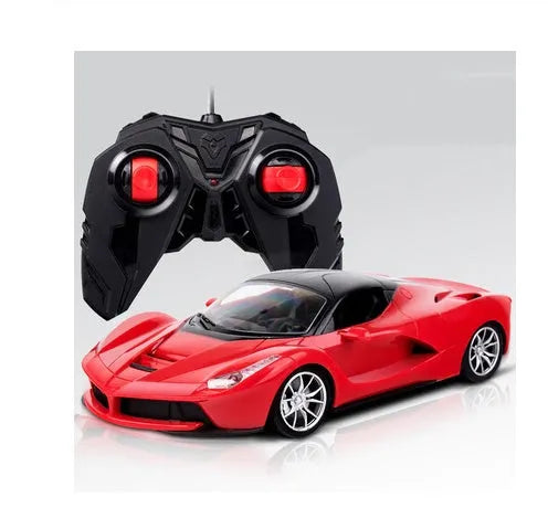 1:16 scale blue remote control racing car with LED lights and airflow line body on a surface