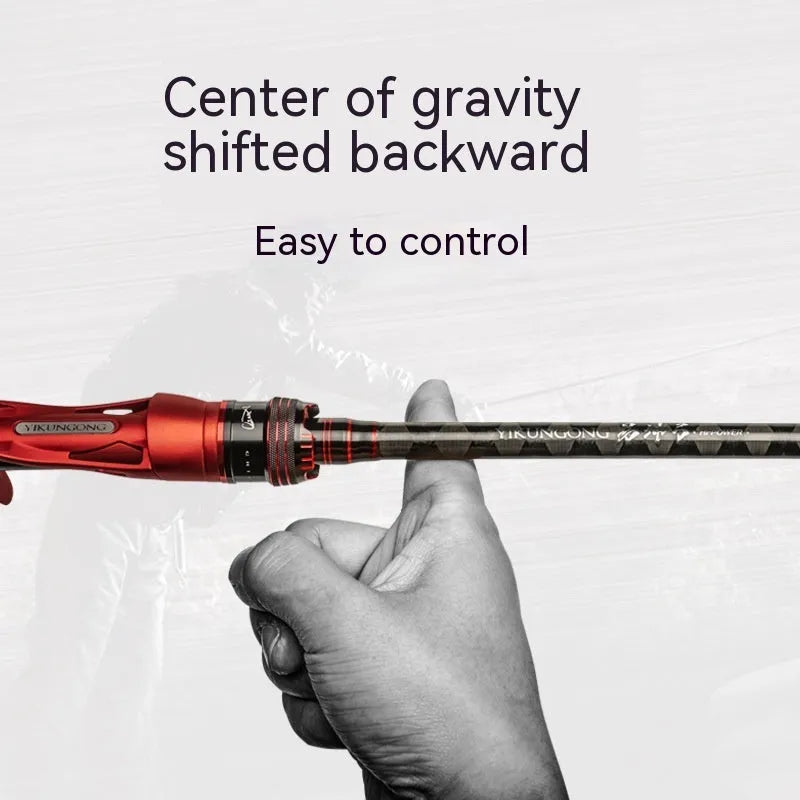 Carbon ultralight fishing rod showing straight handle and pikestaff style options for lure casting.