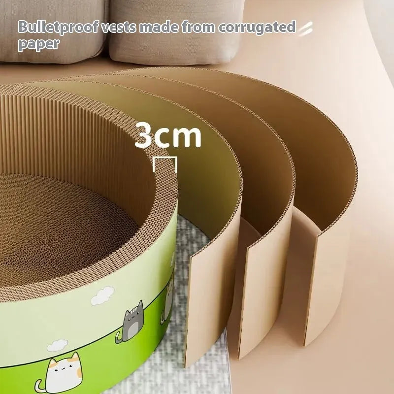 Large round cat scratch board with deepening pit design in corrugated paper, 45cm and 50cm size options