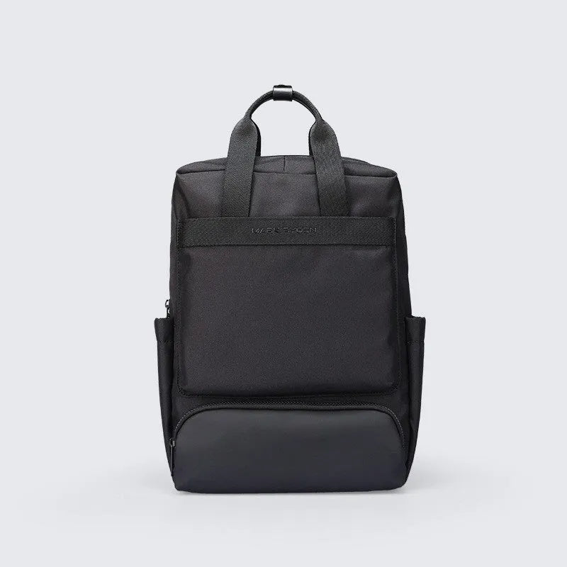 Black Oxford cloth computer backpack with 20-35 litre capacity and polyester lining