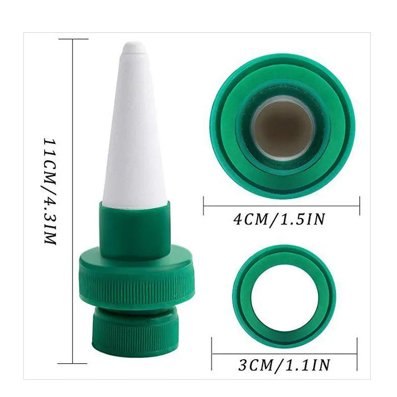 Green ceramic plant dripper for automatic bottle watering systems