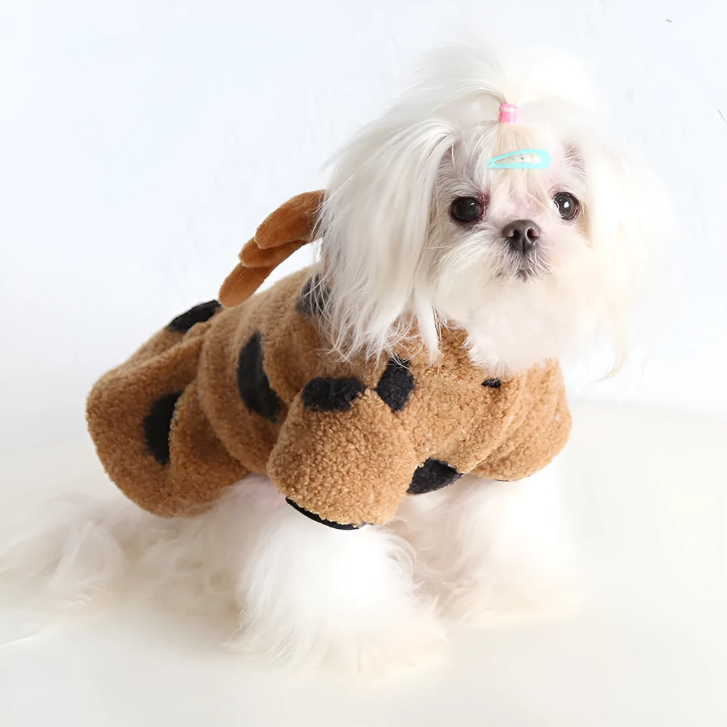 Polka dot elk couple design pet clothing for dogs and cats in skirt and four-legged styles