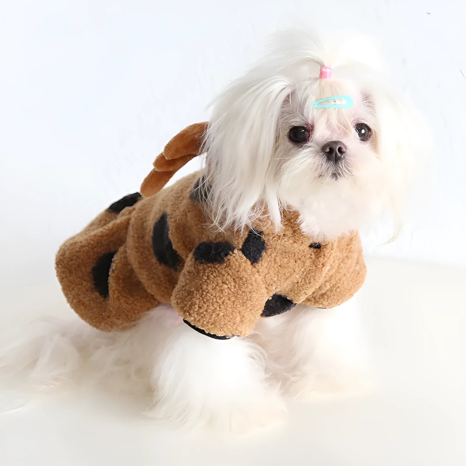 Polka dot elk couple design pet clothing for dogs and cats in skirt and four-legged styles
