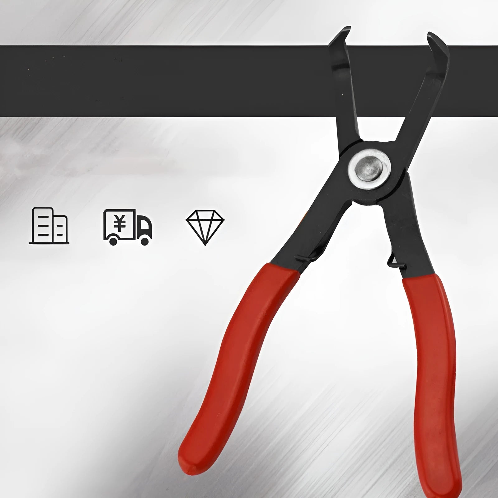 Red interior round nail removal pliers with PVC handles for door panel fastener extraction
