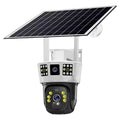 Solar binocular three-screen surveillance camera with solar panel for outdoor security monitoring