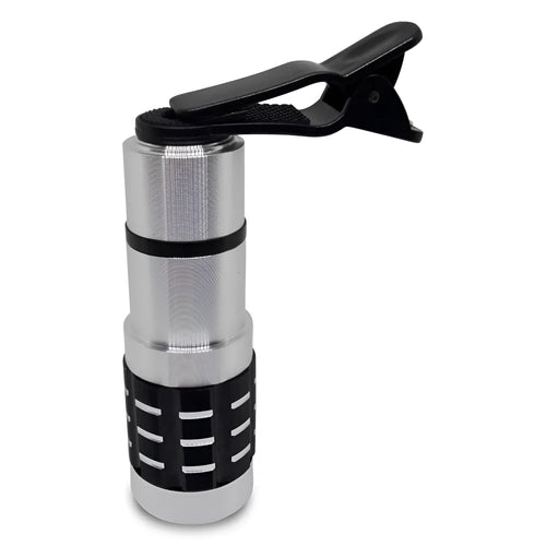 12x telescopic zoom lens with universal collar clip for mobile phone photography