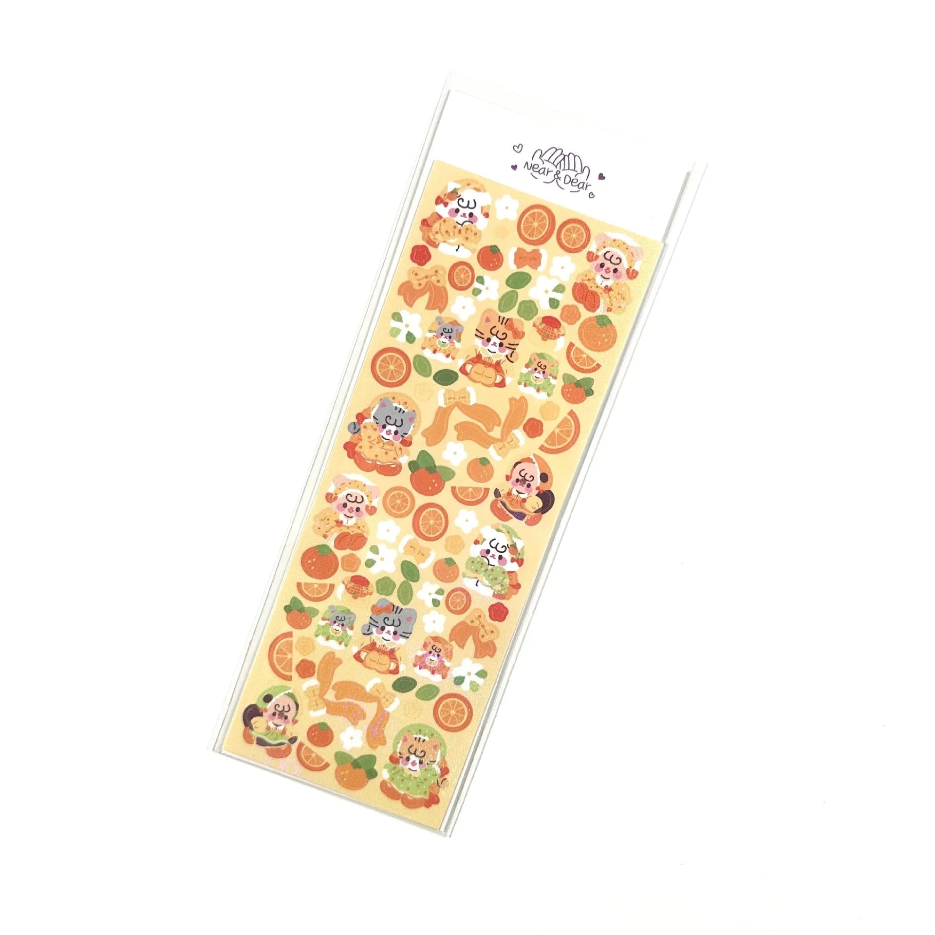Cartoon animal PET sticker sheet in Korean style with 6.5 x 17.5cm size, black angel colour theme