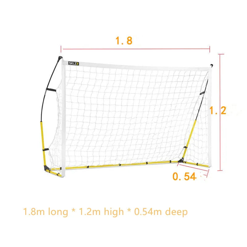 Portable quick assembly football net yellow colour size L 3.6m width for children training football gate