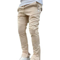 Men's Korean autumn ankle banded trousers in black, super stretch polyester, slim fit with elasticated cuffs