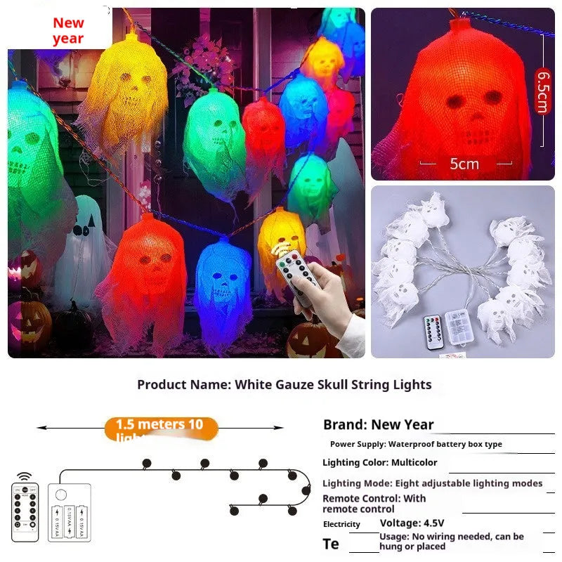 Halloween battery-powered LED coloured lights for indoor wall decoration with plastic shell