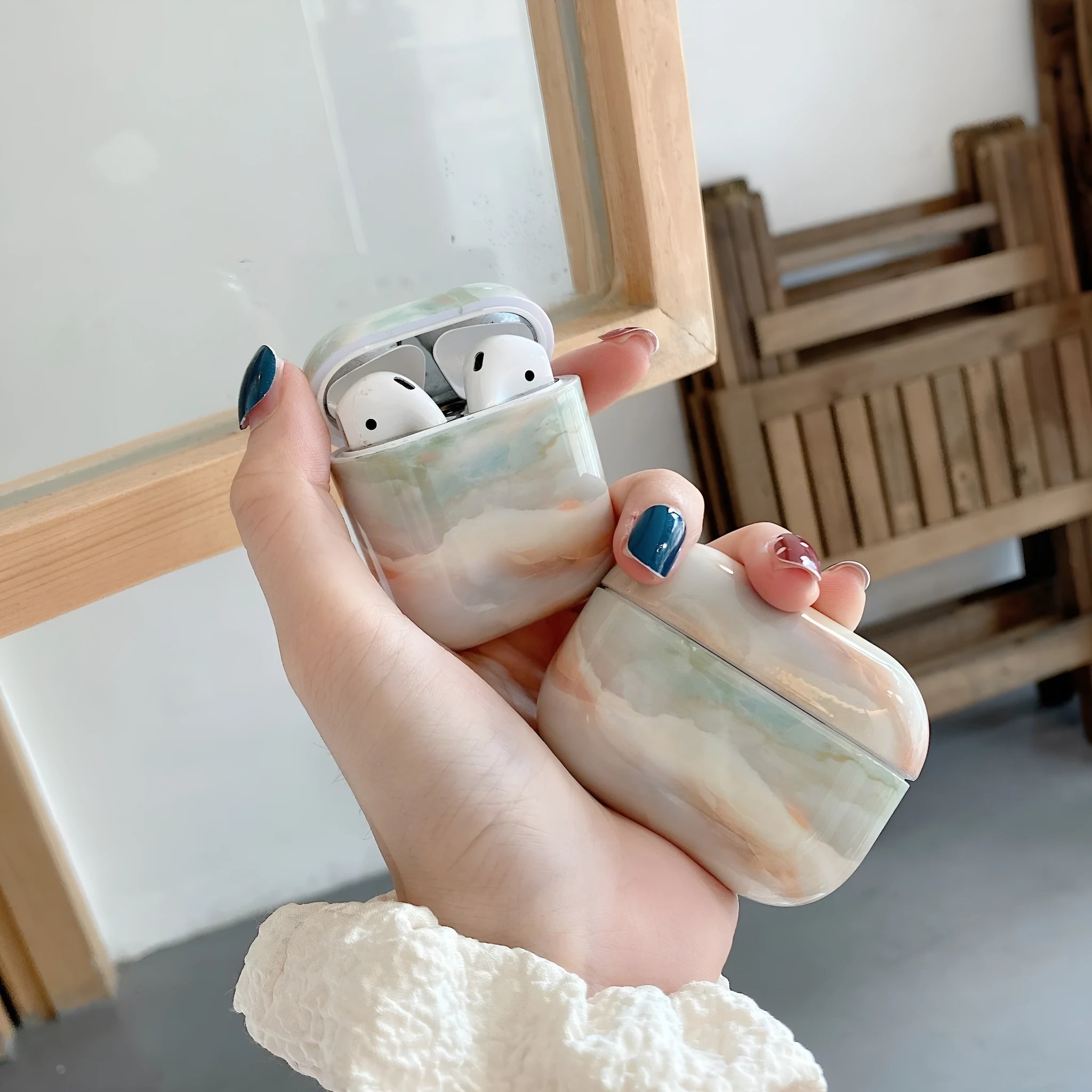 2nd generation Bluetooth earphone case PC hard shell marble finish for Airpods 1/2 and Airpods Pro