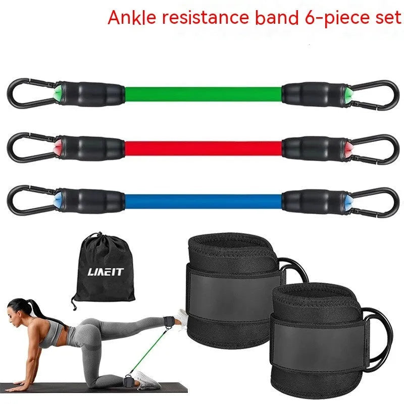 TPE yoga resistance band set in leg resistance band colour with ankle buckle and foot loops
