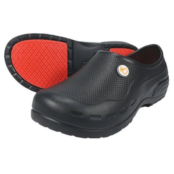 Men's non-slip work shoes orange and black PU upper rubber sole for adult men