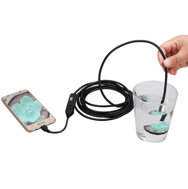OWSOO USB endoscope camera with flexible cable, hook, and magnet for phone inspections