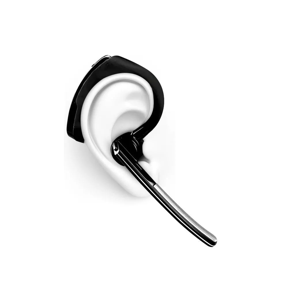 V9 Bluetooth wireless headset with earbud and charging cable on a white background