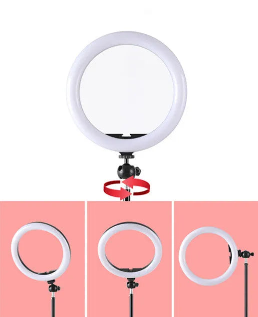 10-inch rotating ring selfie light with metal smartphone bracket