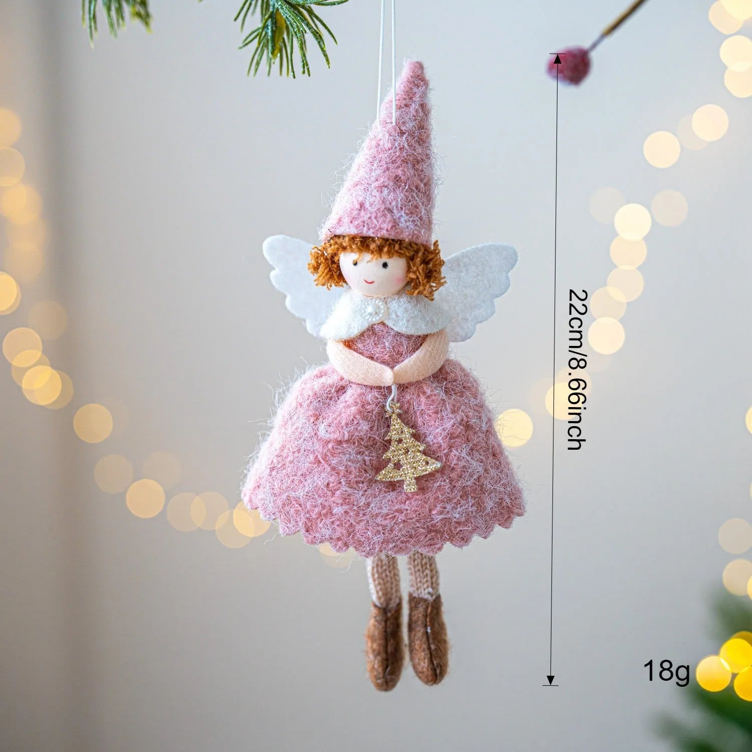 White or pink Christmas angel skirt felt pendant ornament for tree decorations