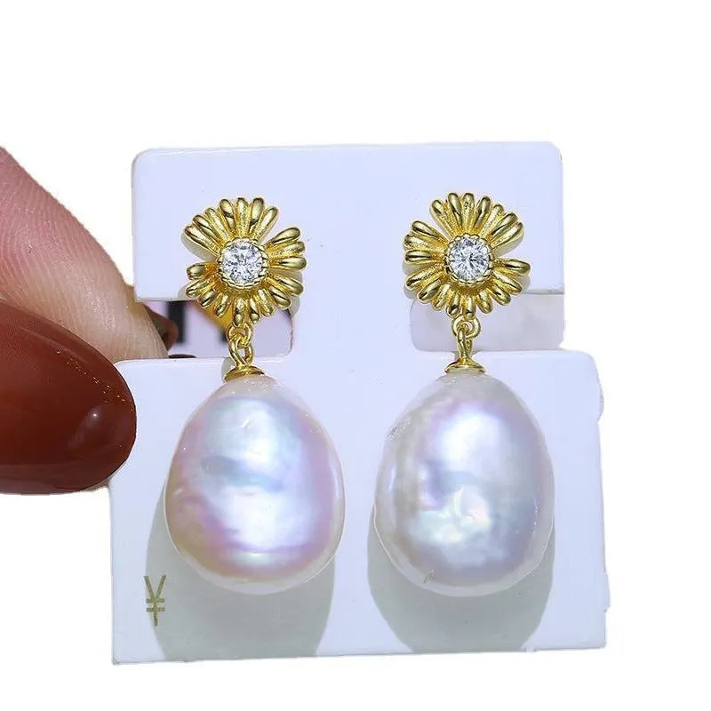 Baroque S925 sterling silver floral earring frames in gold and silver colour options