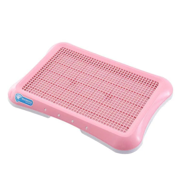 PET dog toilet tray in pink, 47x34x5 cm PP plastic with antibacterial material for indoor puppy training