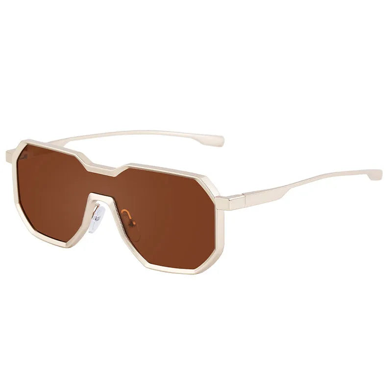 New One irregular punk sunglasses for men, matte silver frame