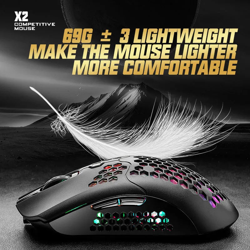 Free Wolf X2 wireless gaming mouse in multiple colours with RGB lighting and programmable buttons
