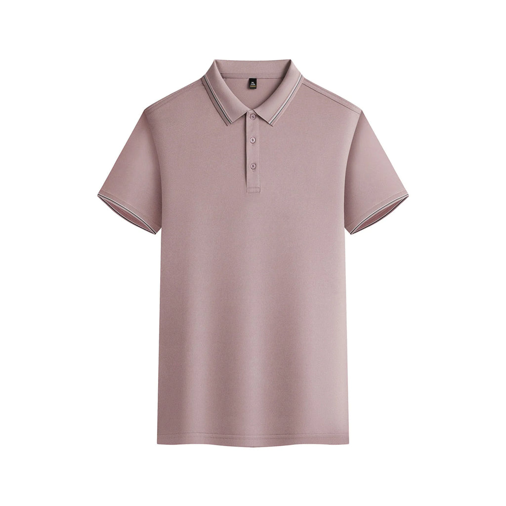 Summer quick-drying short-sleeved polo shirt in solid colour, polyester fibre fabric, size S to 5XL