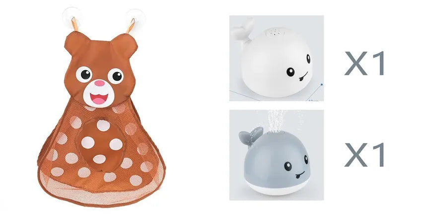 Automatic water induction whale bath toy spraying water with colourful LED lights