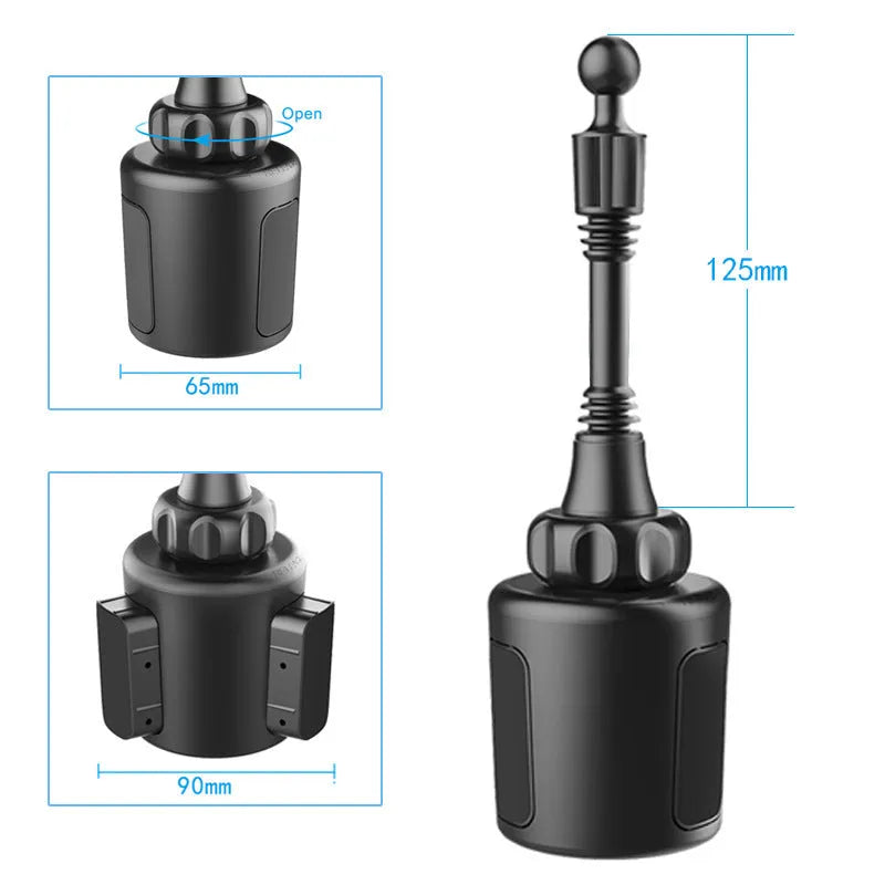 Black car cup holder mobile phone holder with ABS plastic and aluminium tube design