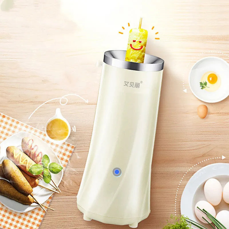 Beige mini breakfast machine kitchen appliance with automatic operation on kitchen counter