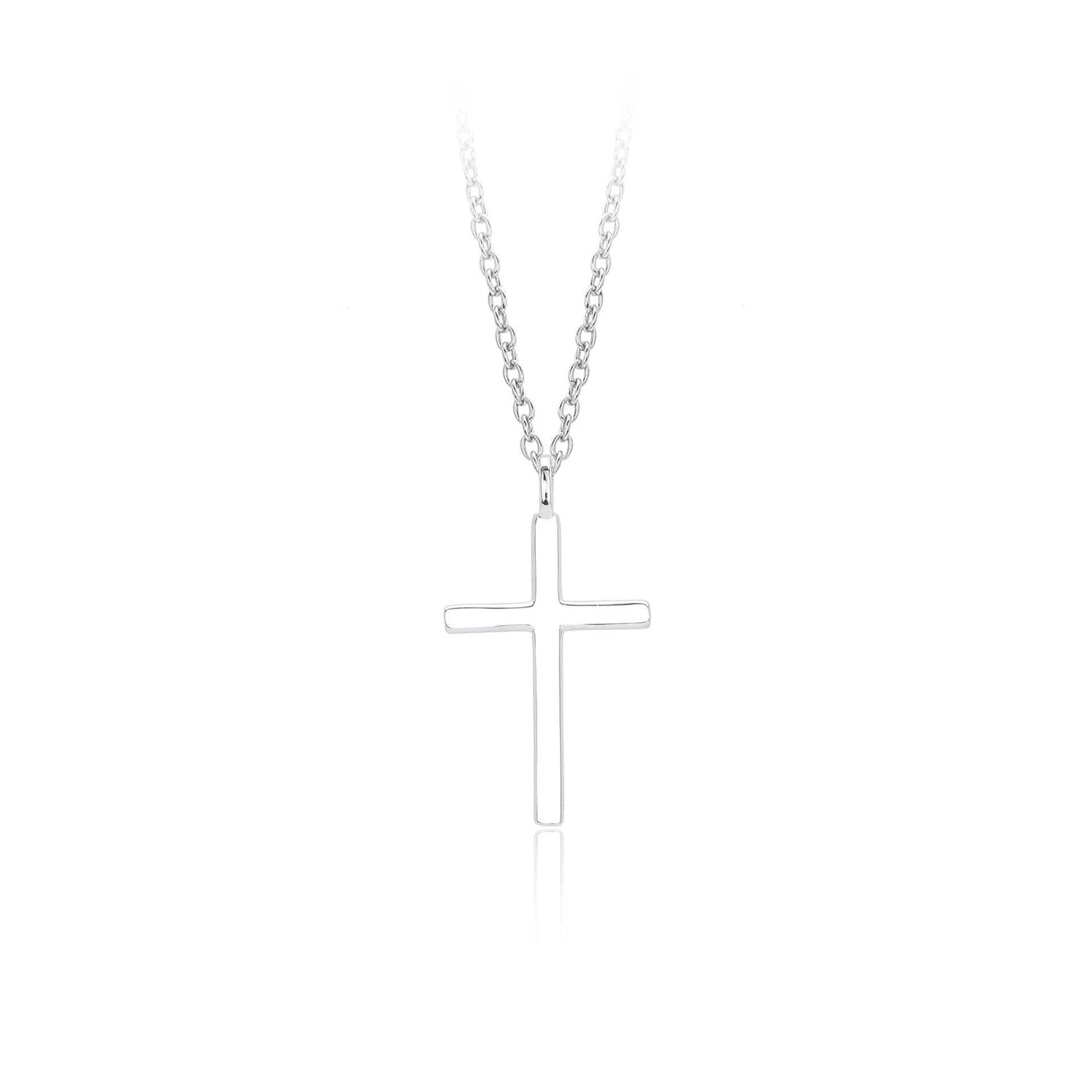 S925 sterling silver necklace with simple cross pendant on adjustable 41-50cm chain