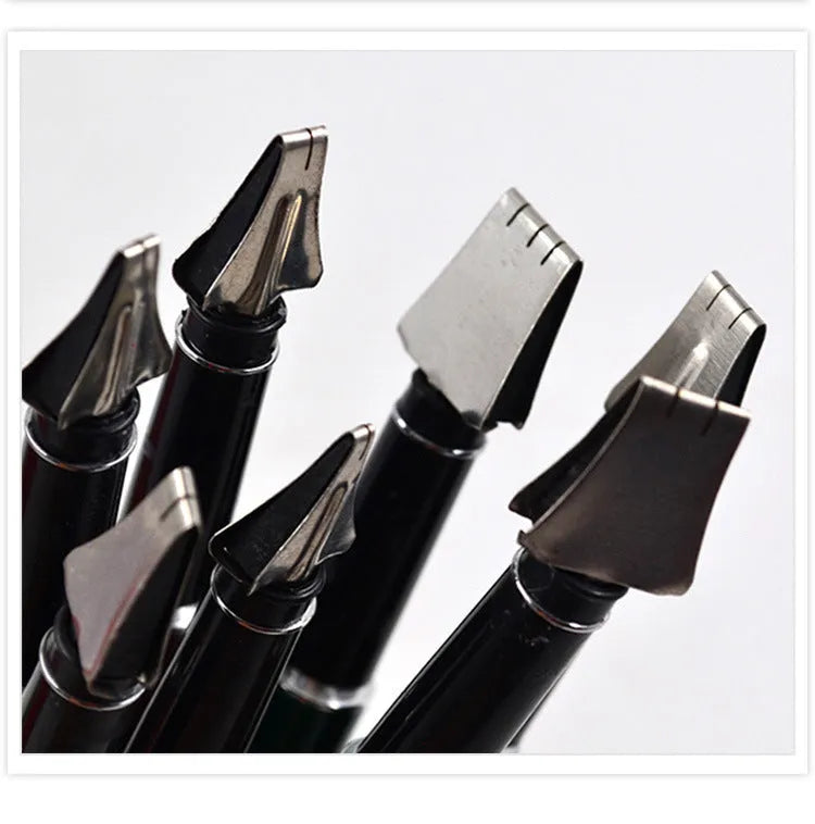 Right Point 7-piece calligraphy pen set with black ink, stainless steel tips, plastic metal penholders, widths 2MM to 11MM